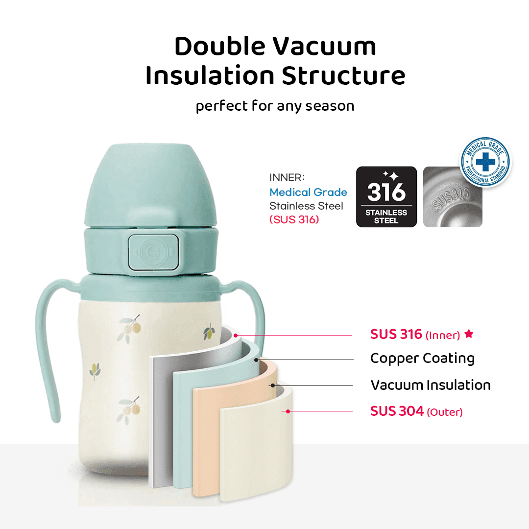 Grosmimi PPSU Straw Cup with handles, one-touch cap, and silicone straw — 6 month feeding essentials