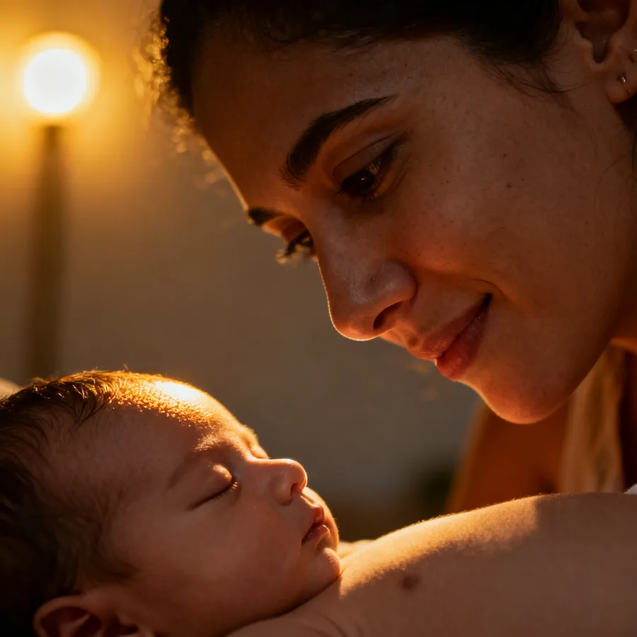 Mother and newborn bonding as skin bumps resolve naturally over time