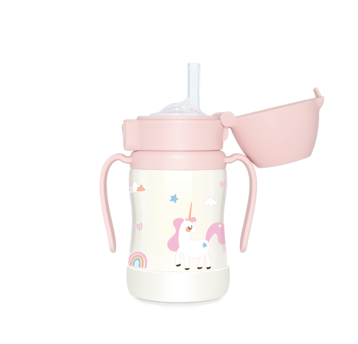 Grosmimi Stainless Steel Straw Cup with Flip Top - 6oz (12 Months+)