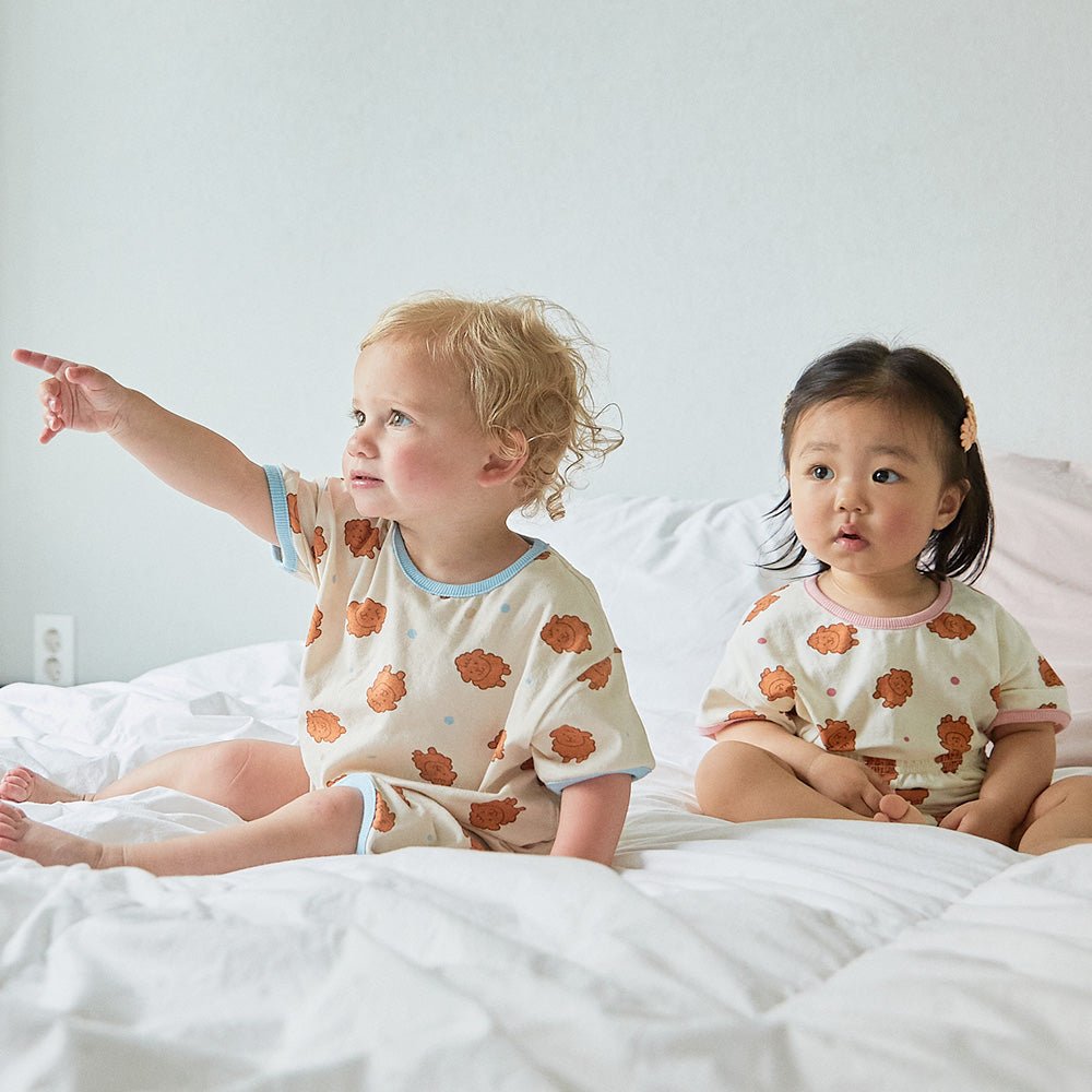 BabyRabbit Brown Poodle Short Sleeve Set - Zezebaebae