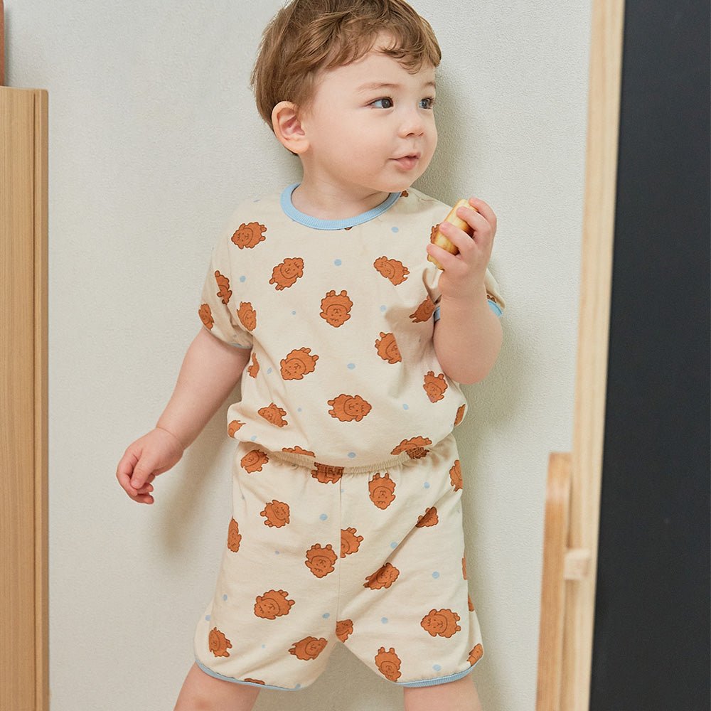 BabyRabbit Brown Poodle Short Sleeve Set - Zezebaebae