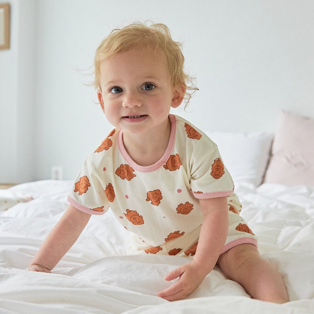 BabyRabbit Brown Poodle Short Sleeve Set - Zezebaebae