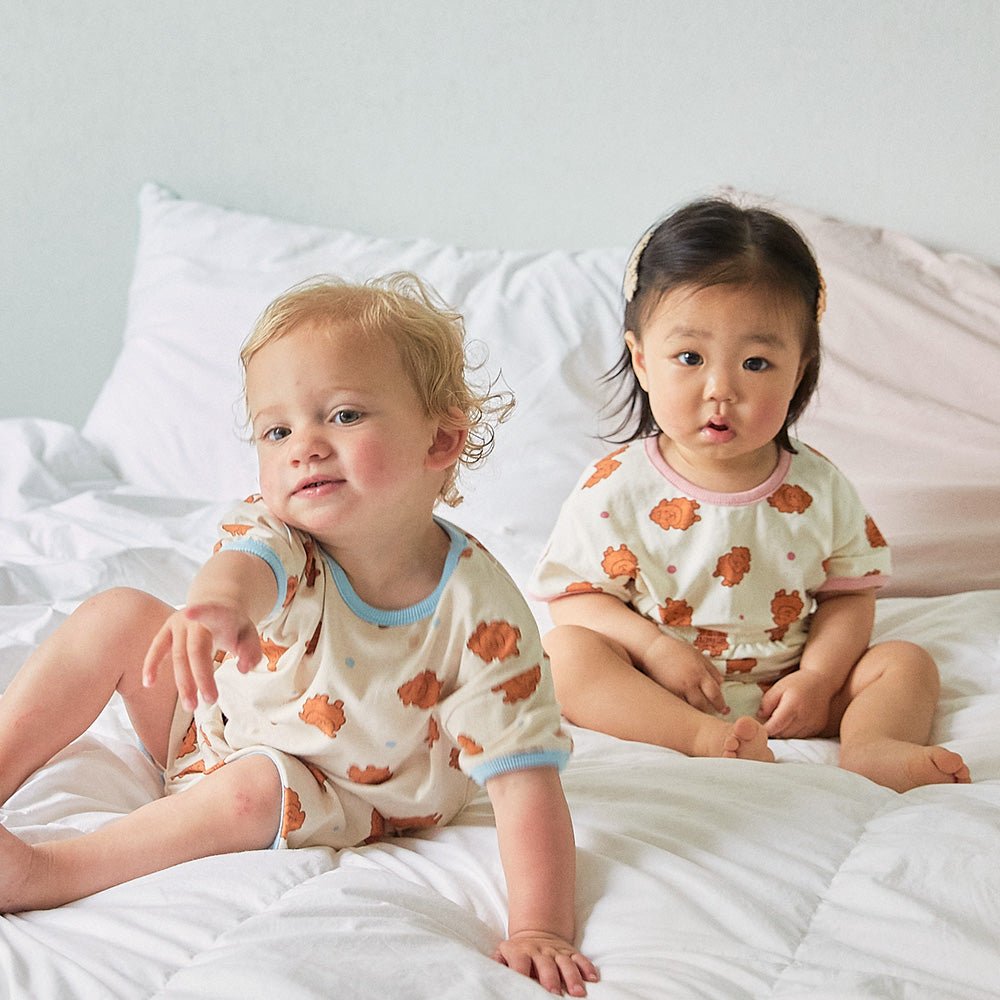 BabyRabbit Brown Poodle Short Sleeve Set - Zezebaebae