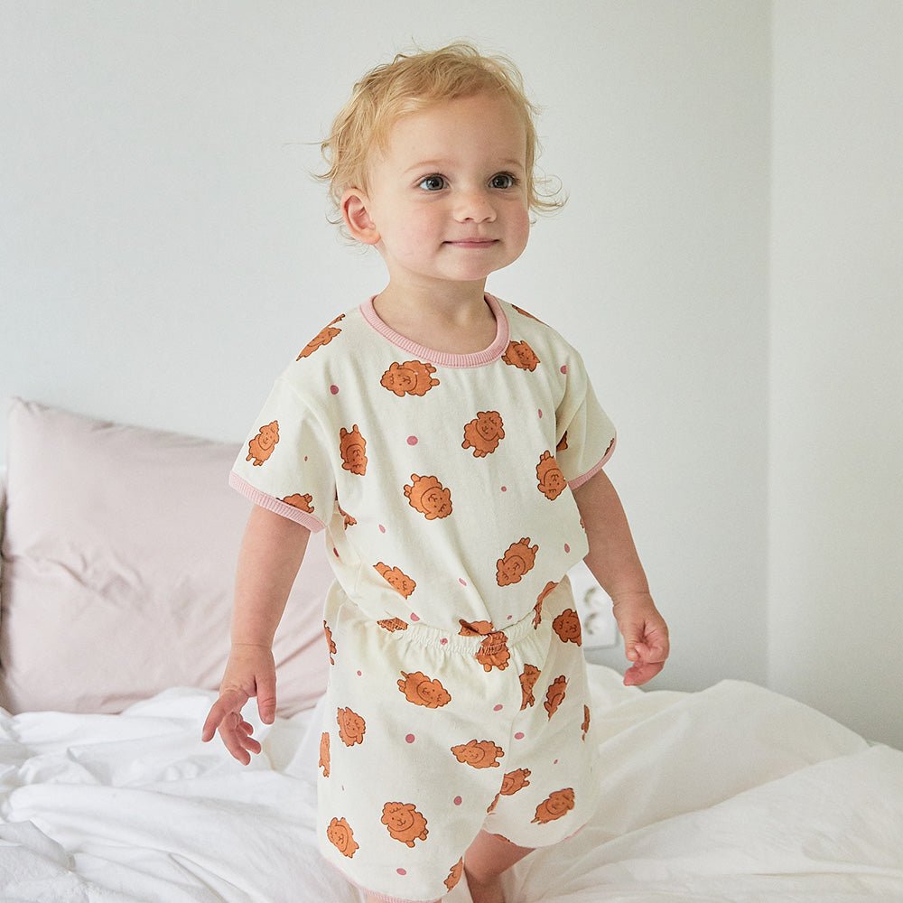 BabyRabbit Brown Poodle Short Sleeve Set - Zezebaebae