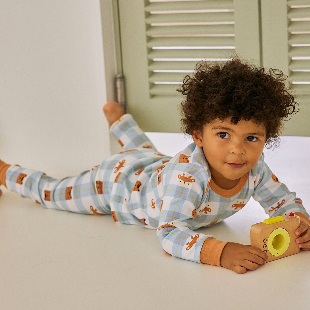 BabyRabbit Deer Checkered Long Sleeve set - Zezebaebae