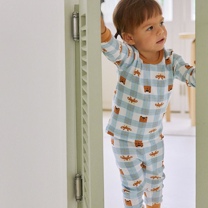 BabyRabbit Deer Checkered Long Sleeve — Toddler Cotton Pajamas & Loungewear Set (12M–5T)