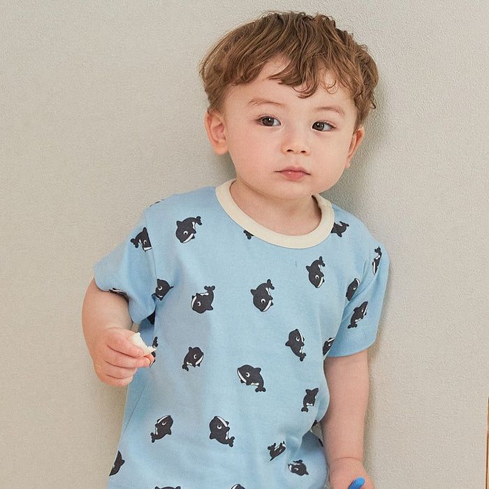 BabyRabbit Dolphin Toddler Loungewear Set — Short-Sleeve Top & Crop Pants, 96% Cotton (12M–5T)