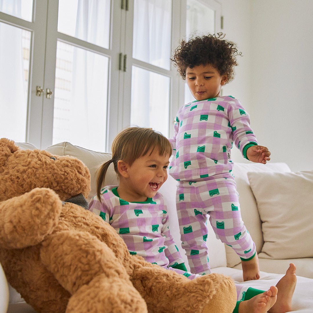 BabyRabbit Frog Checkered Long Sleeve set - Zezebaebae