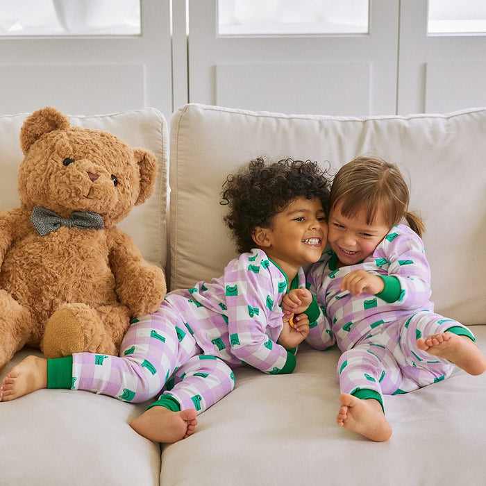 BabyRabbit Frog Checkered Long Sleeve — Toddler Cotton Pajamas & Loungewear Set (12M–5T)