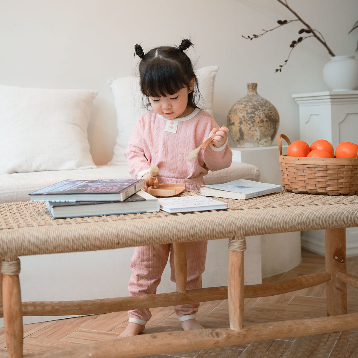 BabyRabbit Heart Jacquard Long Sleeve Set (Relaxed Fit) - Onzenna