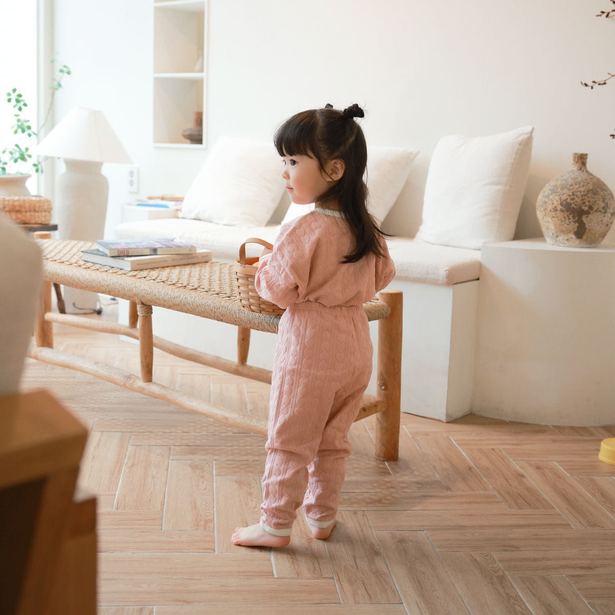 BabyRabbit Heart Jacquard Long Sleeve Set (Relaxed Fit) - Onzenna