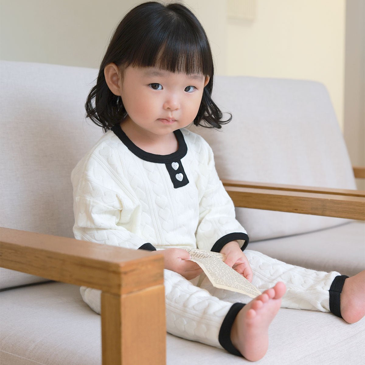 BabyRabbit Heart Jacquard Long Sleeve Set (Relaxed Fit) - Onzenna