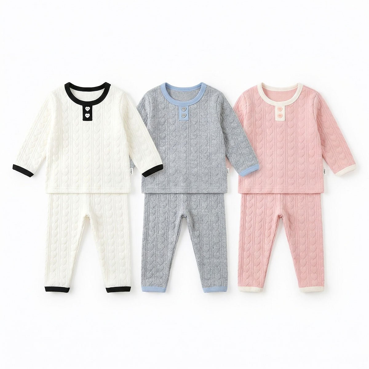 BabyRabbit Heart Jacquard Long Sleeve Set (Relaxed Fit) - Onzenna