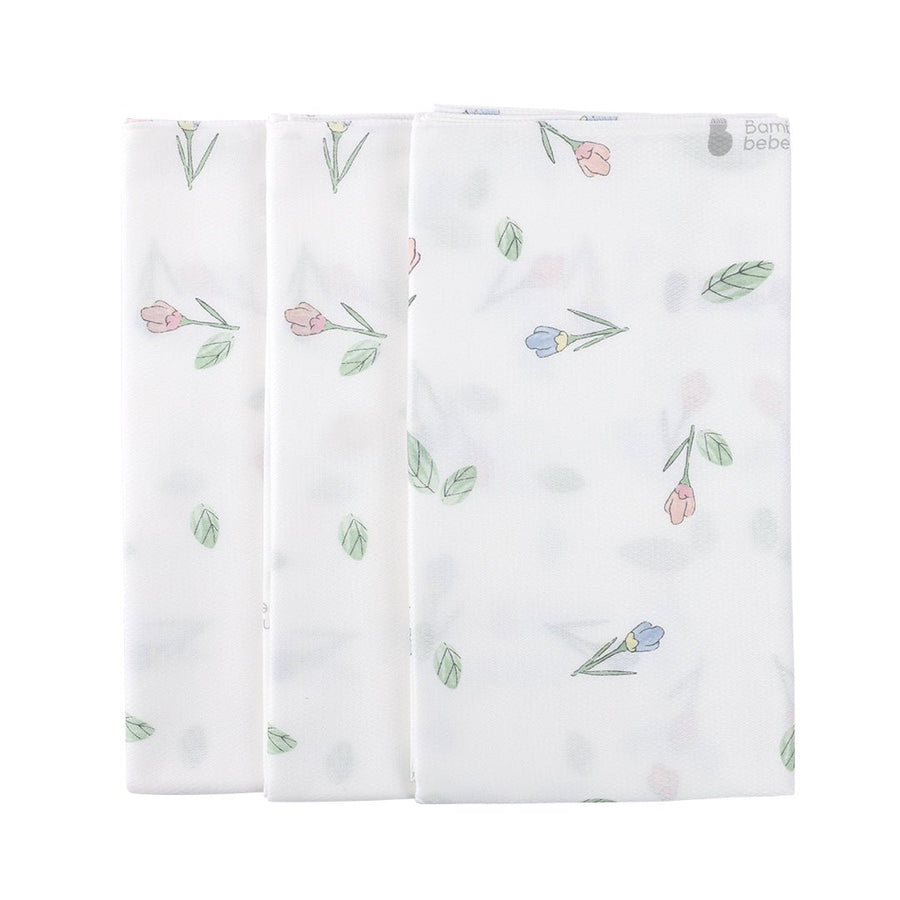 BambooBebe Signature Bath Towel/Swaddle/Cloth Diaper - Flower Buds 3 pack