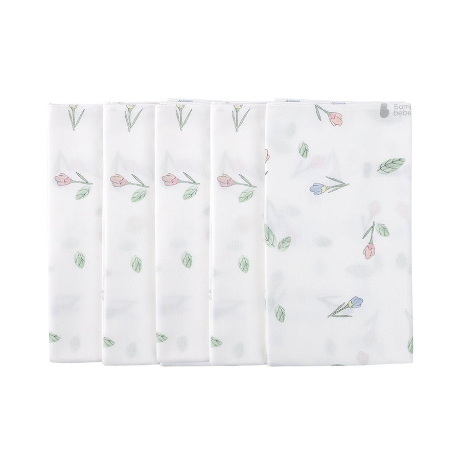 BambooBebe Signature Embossed Hankie - Flower Buds 5 pack