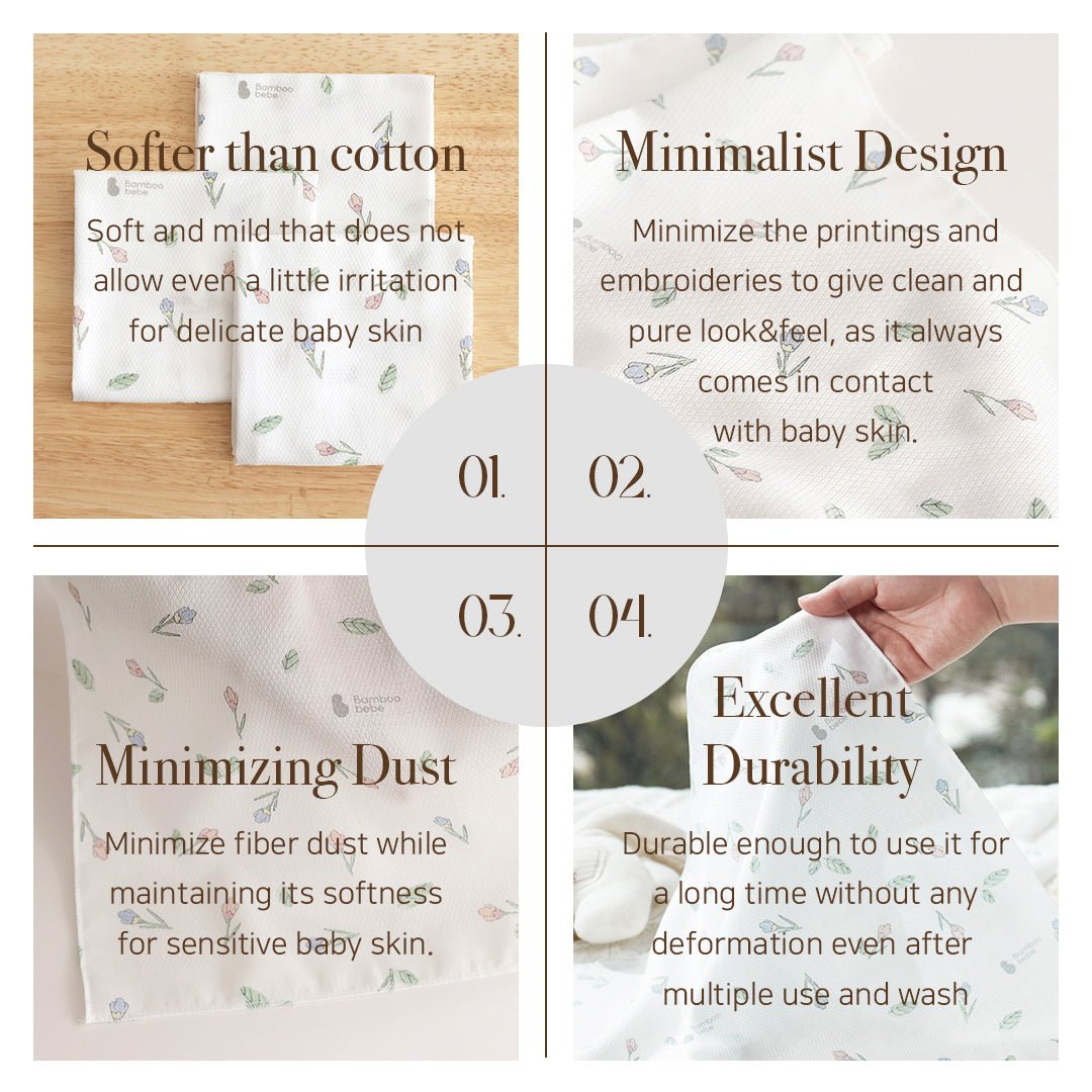 BambooBebe Signature Embossed Hankie - Flower Buds 5 pack - Zezebaebae