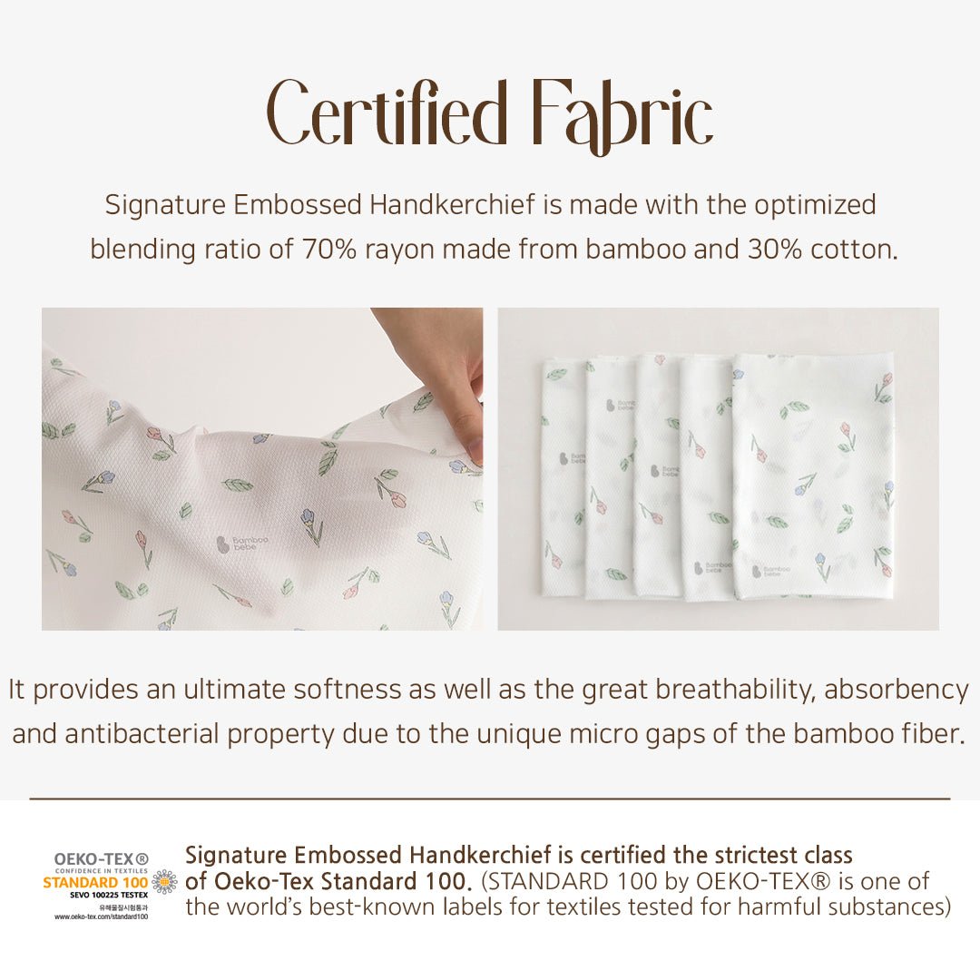 BambooBebe Signature Embossed Hankie - Flower Buds 5 pack - Zezebaebae