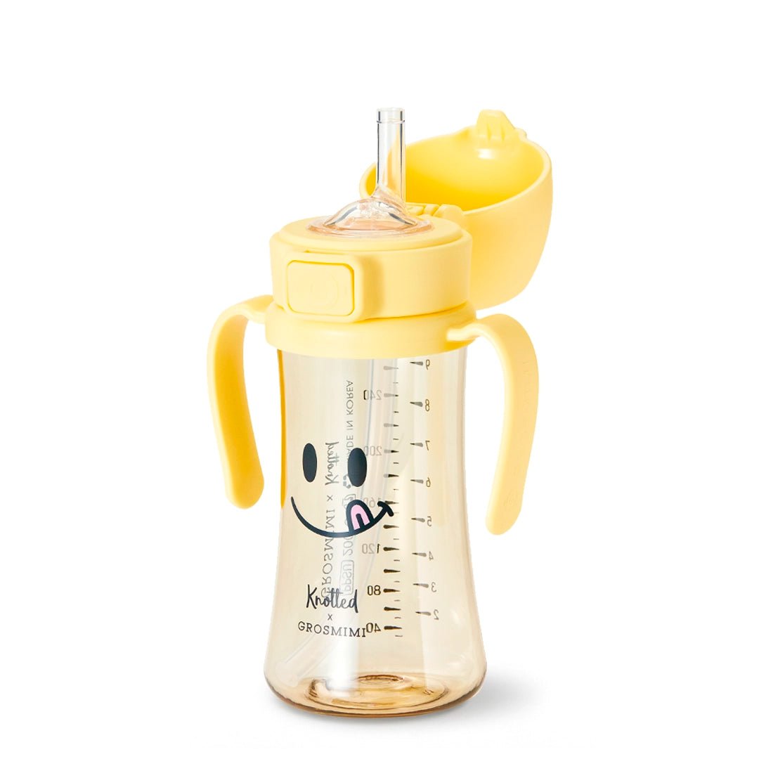 Grosmimi PPSU Straw Cup with Flip Top - 10oz (12 Months+) Stage 2 Straw - Zezebaebae