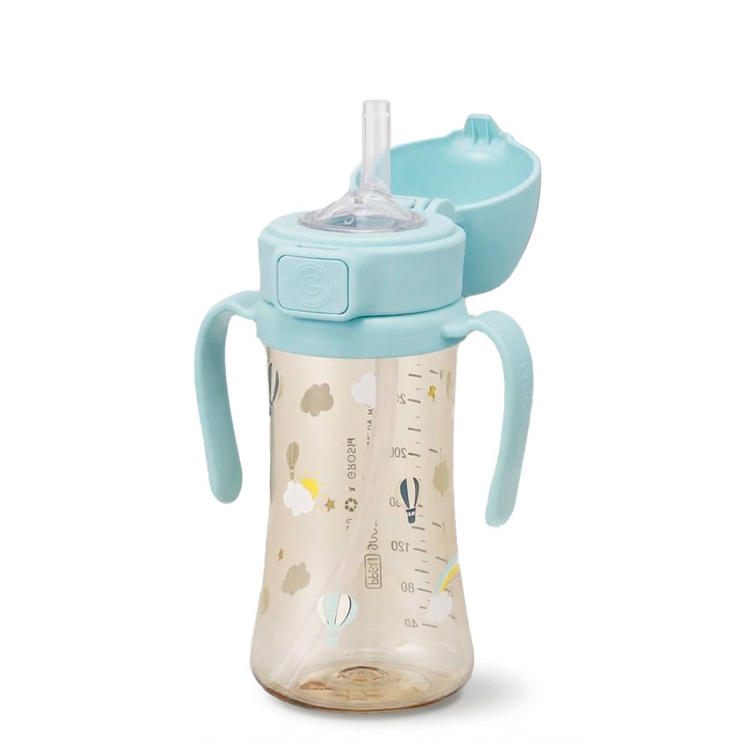 Grosmimi PPSU Straw Cup with Flip Top - 10oz (12 Months+) Stage 2 Straw - Zezebaebae