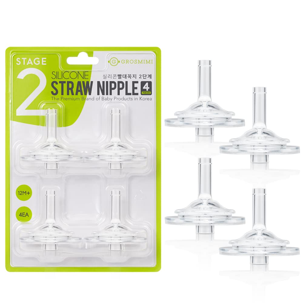 Grosmimi Replacement Straw Nipple only 4 - counts Stage 2 - Zezebaebae