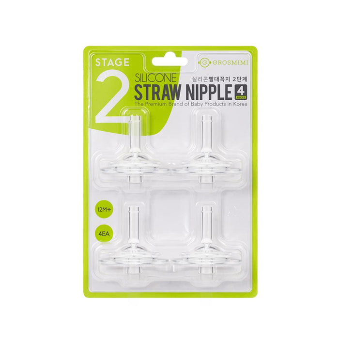 Grosmimi Replacement Straw Nipple only 4-counts Stage 2 (12 Months+)