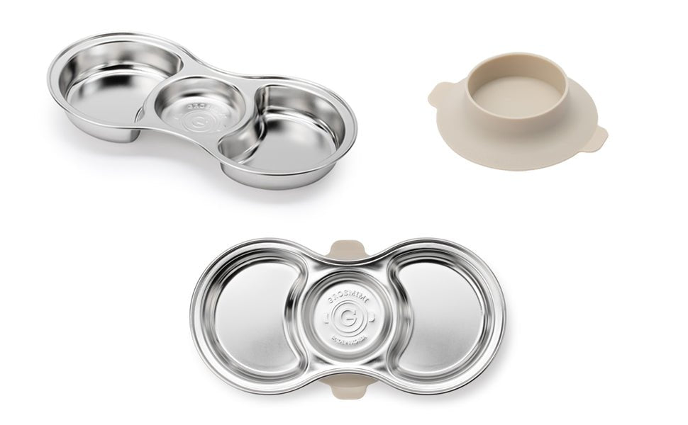 Grosmimi Stainless Steel Food Tray with 3 Compartment