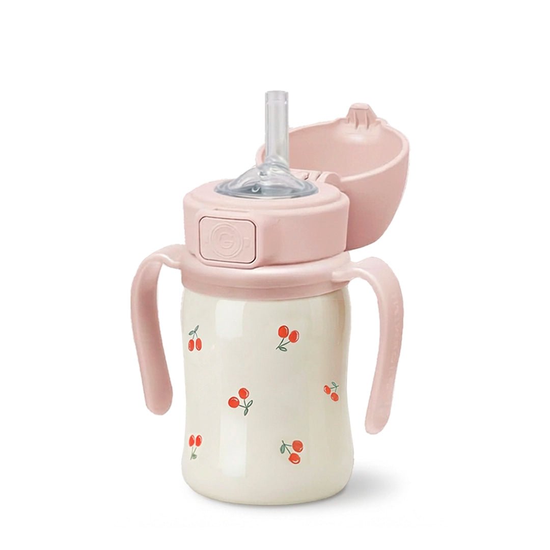 Grosmimi Stainless Steel Straw Cup with Flip Top - 6oz (12 Months+) - Zezebaebae