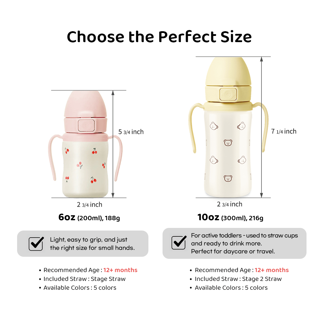 Grosmimi Stainless Steel Straw Cup with Flip Top - 6oz (200ml) - Zezebaebae